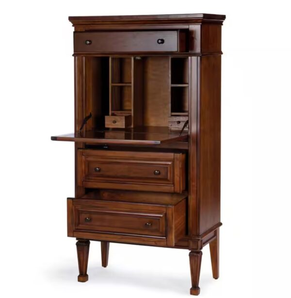 Wordsworth 27.75 in. W Rectangular Medium Brown Wood 5 Drawer Secretary